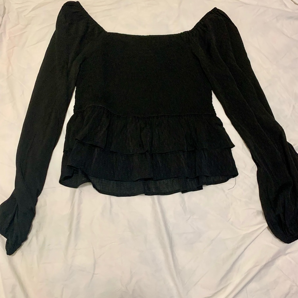 Altar'd State Black Ruffled Blouse